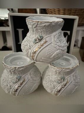 Patricia Reach for Enesco - Love-Honor-Cherish Pillar Candleholder